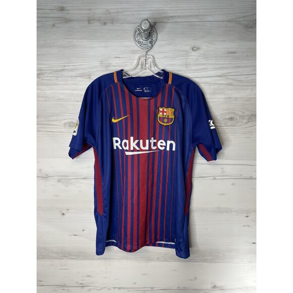 FC Barcelona Jersey Mens Medium Blue Red La Liga Soccer Messi Home Rakuten Nike - Picture 1 of 10